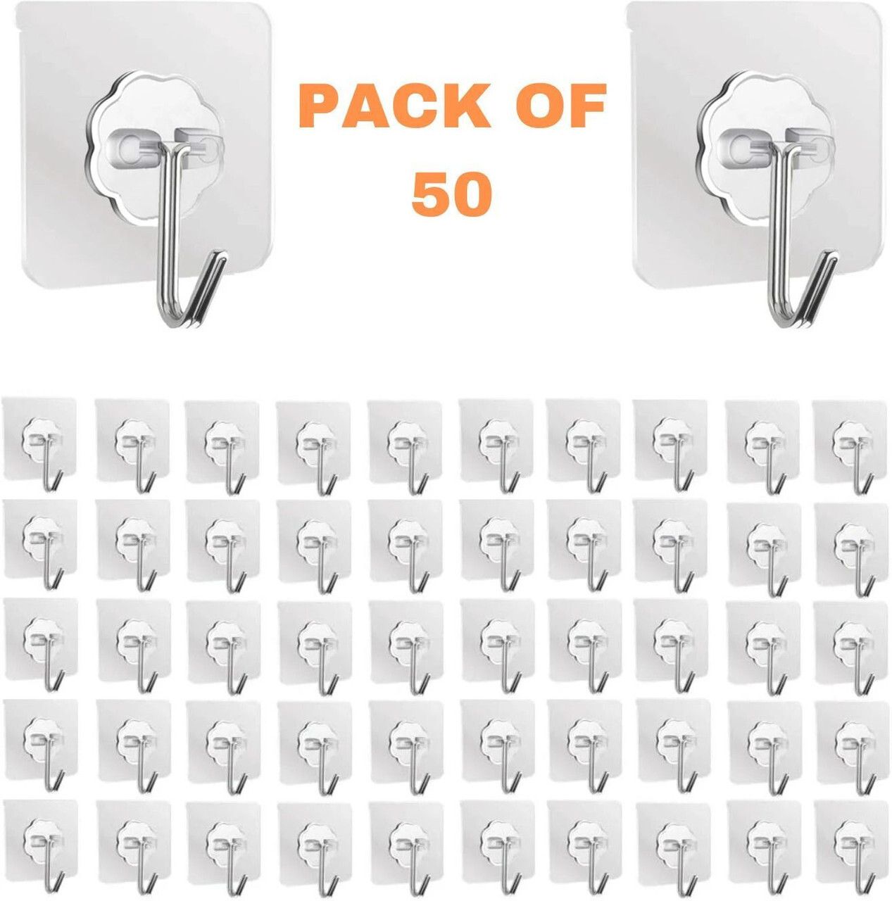 pu enterpraise Transparent Adhesive Wall Hooks (Pack of 50) Hook 1-picture-15