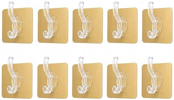 Heavy Duty Self Adhesive Wall Hooks PVC Gold | Waterproof, No-Drill Hook 1-image-12
