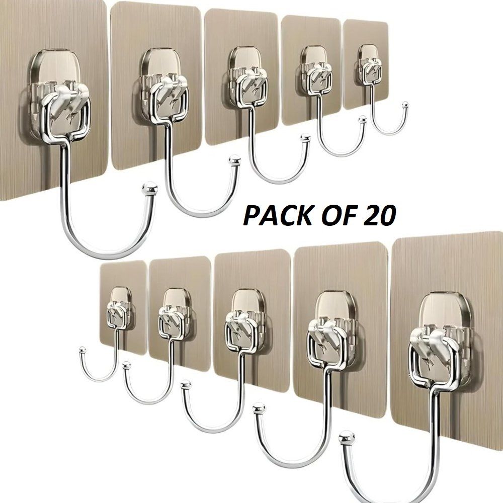 Adhesive Wall Hook,Heavy Duty Self Adhesive Hooks for Kitchen,Bathroom(20 pcs) Hook 20-image-48
