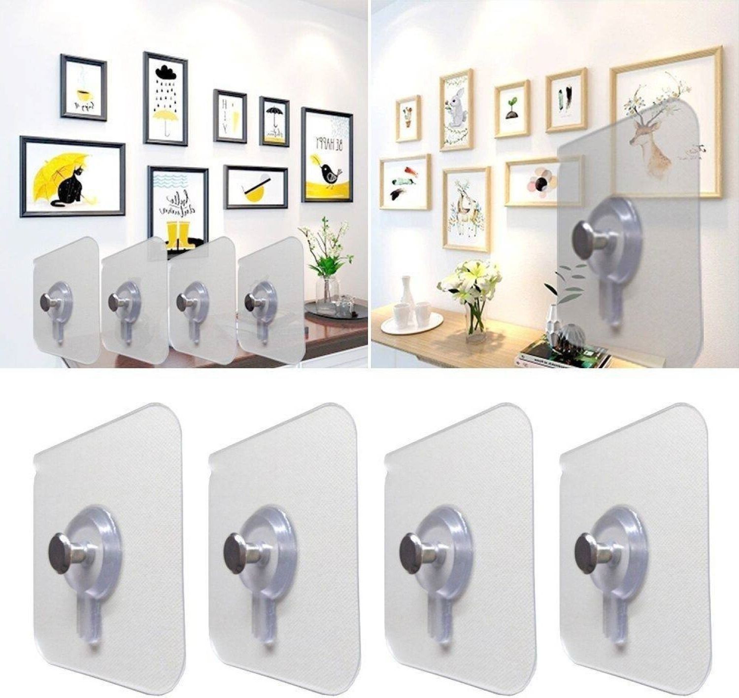 mercehive Self Adhesive 6mm Nail Hook for hanging Photo Frame, Wall Clock, Transparent Hook 6-picture-1
