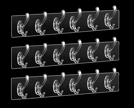 3 Pcs 6 Hook Set Adhesive Sticker Hanger in Kitchen Bathroom Hook Raill Hook Rail 18-image-5