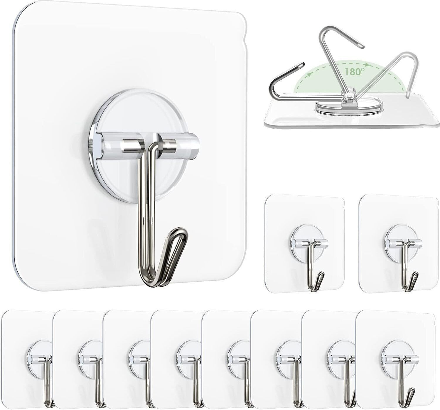 merchehives 15 Pcs Adhesive Hooks for Wall Heavy Duty Strong Nail Free Hook Without Drilling Hook 6-picture-37
