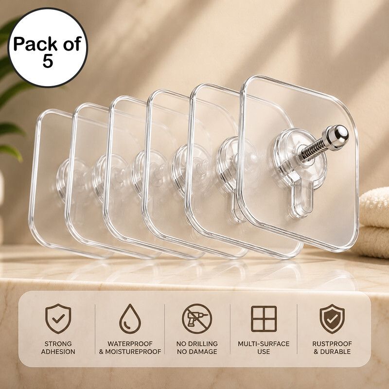 Screw Wall Hook Strong Self-Adhesive Nail-Free Hooks for Bedroom, Kitchen & Bath Hook 5-image-49