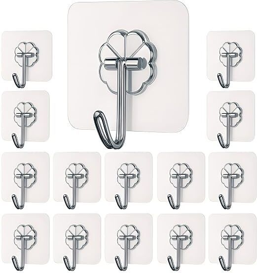 Strong Adhesive Wall Door Sticky Hanger Holder for Kitchen And Bathroom-15 Hook 15-image-8