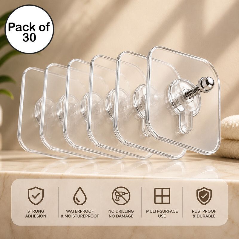 Screw Wall Hook Strong Self-Adhesive Nail-Free Hooks for Bedroom, Kitchen & Bath Hook 30-image-47