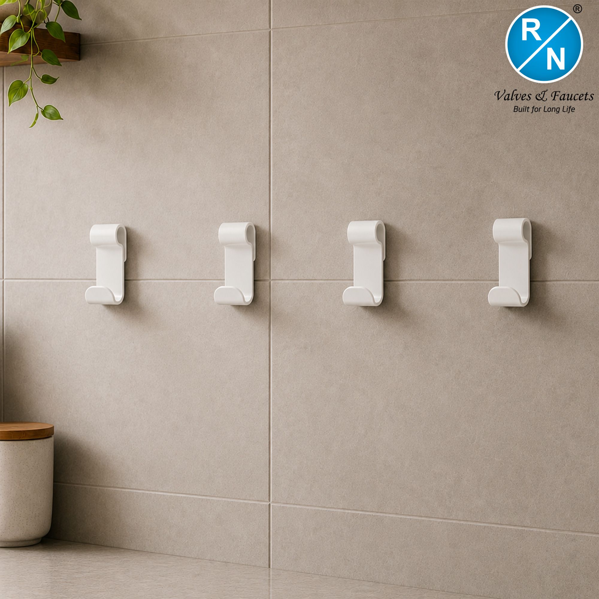 rn PTMT Towel Hook | Wall Mounted Cloth & Accessory Holder for Bathroom Pack of 4 Hook 4-picture-21