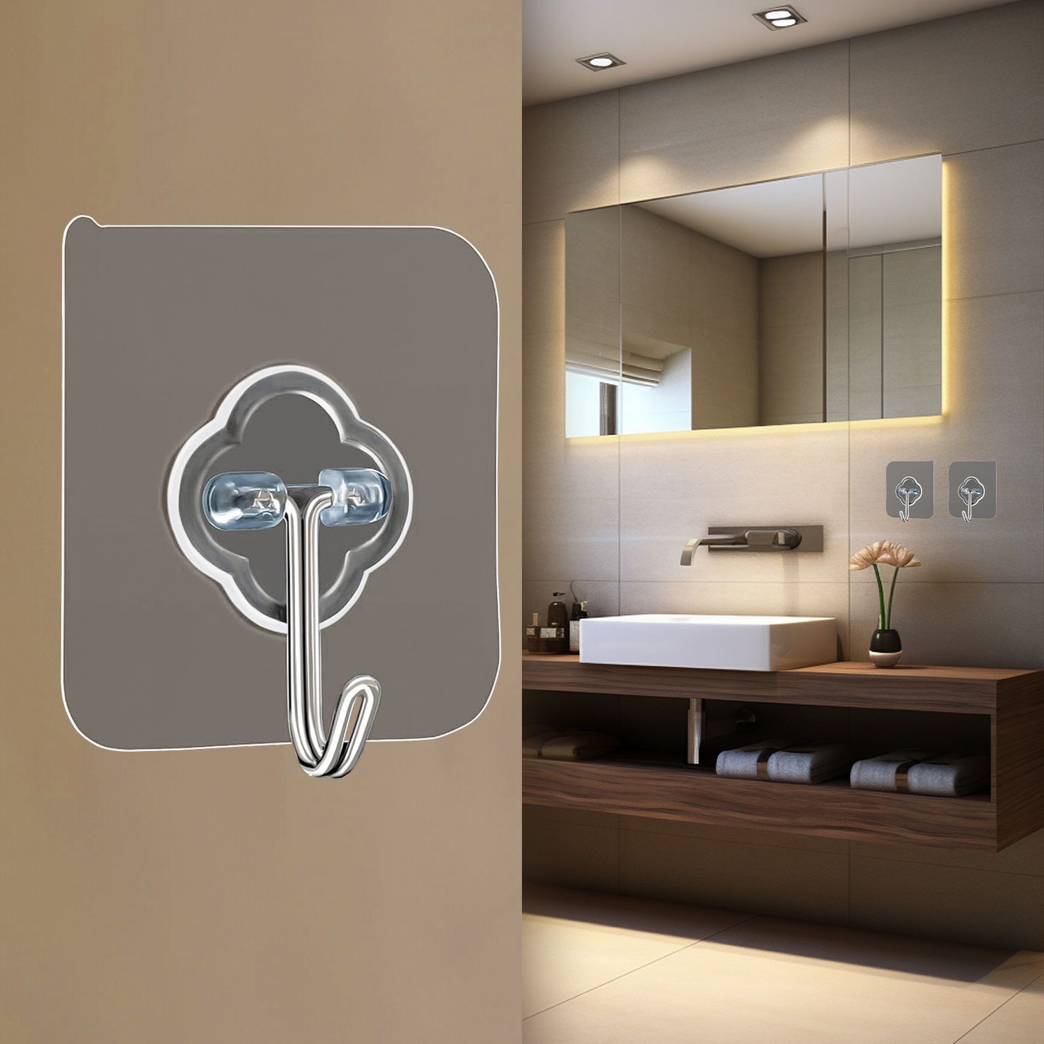 mercehive Adhesive Hooks for Wall Heavy Duty, Hanger Hooks for Wall, Bedroom, Bathroom Hook 6-picture-18