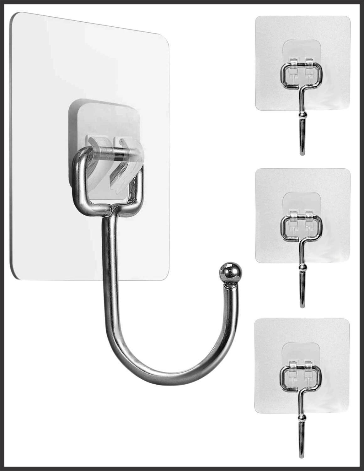 mercehive Self Adhesive Strong Sticky Wall Hooks for Hanging Kitchen, Bathroom Accessories Hook 5-picture-19