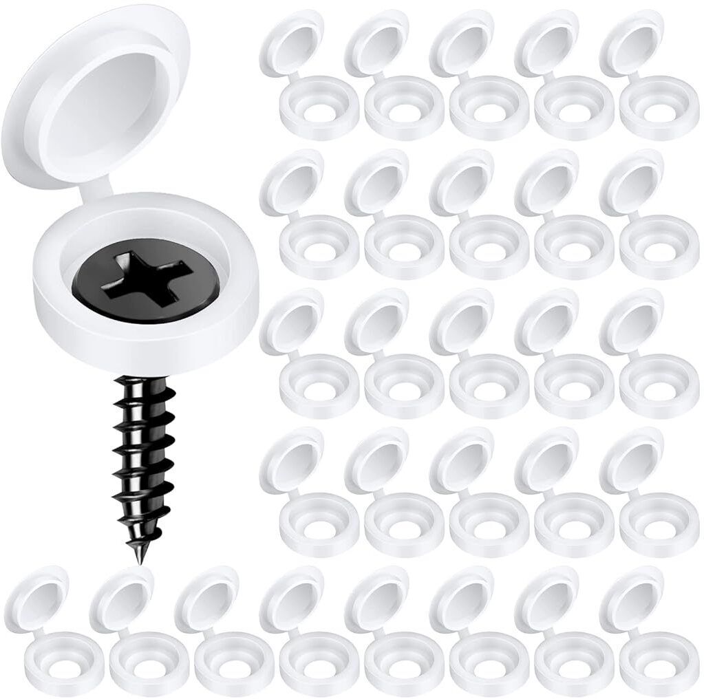 ofifo Plastic Hinged Screw Cover Caps, Screw Caps 300 PCS White, Folding Screw Cover Hook 300-picture-18