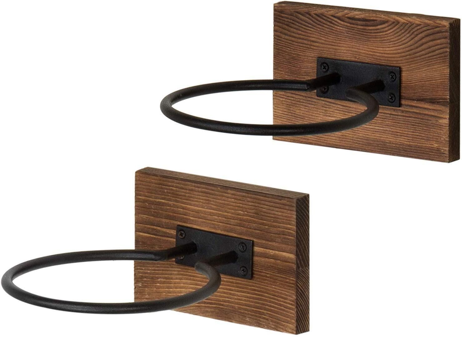 indian decor 1789 Wood & Metal Wall-Mounted Sports Ball Holder Storage, Set of 2 Basketball Ring-picture-28
