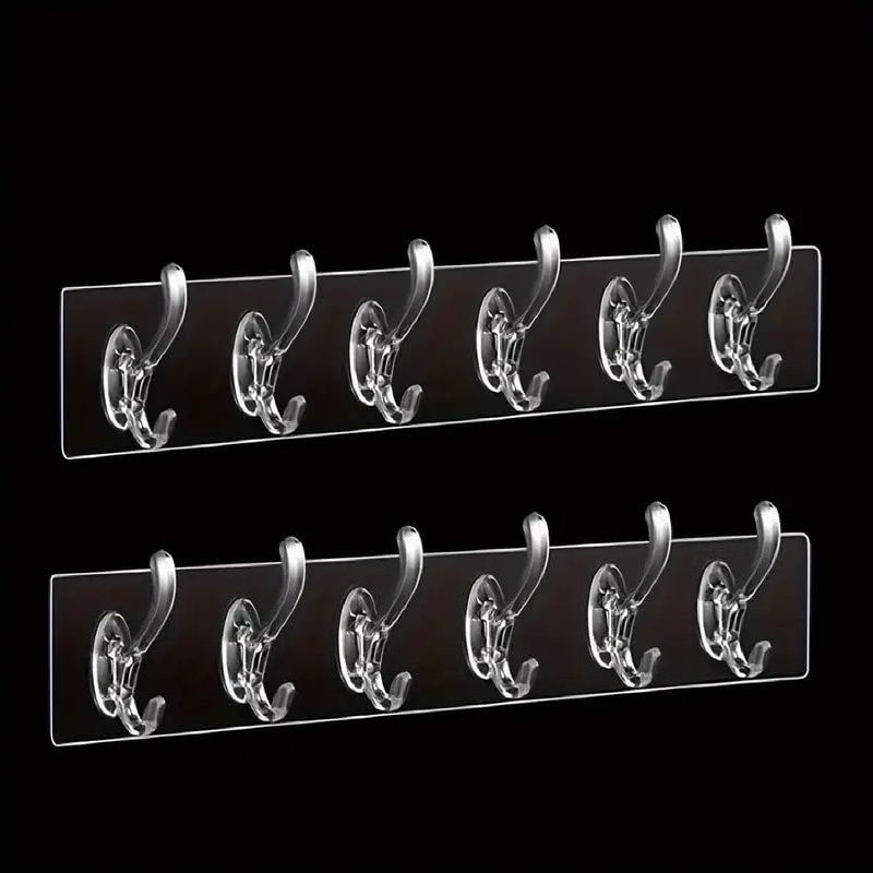sokmak 2PC Bathroom,Home,Kitchen Plastic Waterproof SelfAdhesive Wall Mounted 6 Hook Door Hanger-picture-22