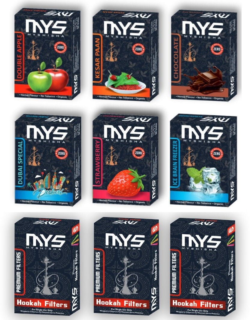 Hookah Accessories 15 Mouthpiece Tips & 6 MYS Double Apple, Kesar Paan, Chocolate, Dubai Special, Strawberry, BF Hookah Flavor