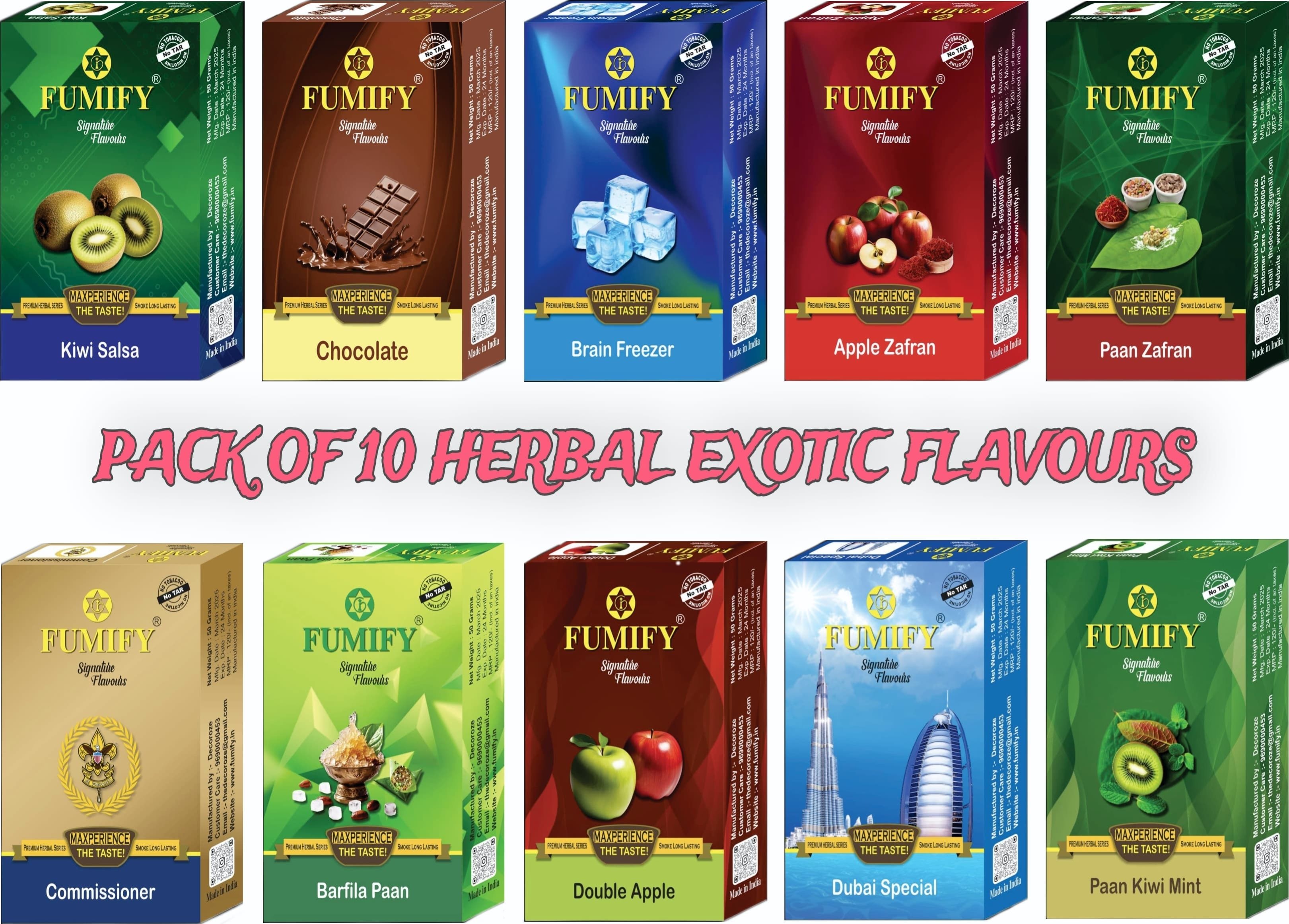 Premium Collection of Exotic Blends PAAN KIWI MINT, DUBAI SPECIAL , BARFILA PAAN KIWI SALSA, CHOCOLATE, BRAIN FREEZE, APPLE ZAFRAN, PAAN ZAFRAN, COMMISSIONER, DOUBLE APPLE Hookah Flavor