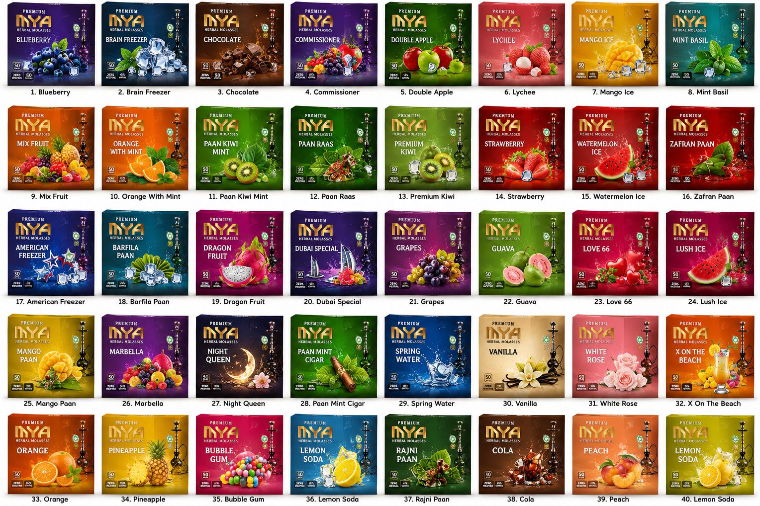 meurukok distend 40 flavours 21-Grapes 22-Guava 23-Love 66, 13-Premium Kiwi 14-Strawberry Hookah Flavor-picture-44