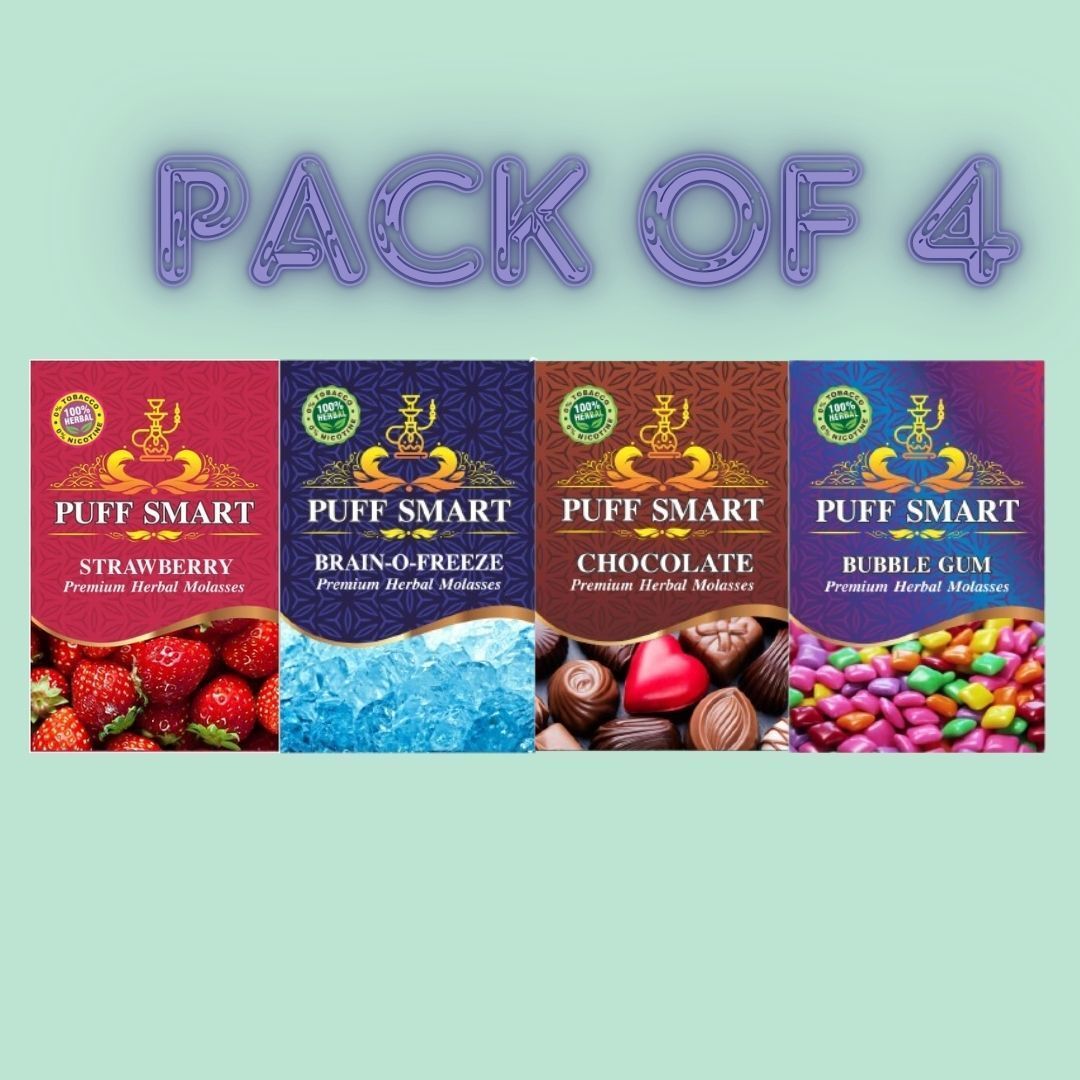 puff smart Hookah Flavors Combo Of 4 Herbal Molasses Flavors Strawberry, Brain O Freezer, Chocolate, Bubblegum Hookah Flavor-picture-31