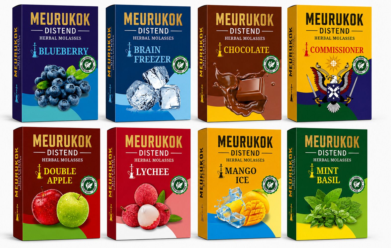 MEURUKOK DISTEND flavour 8-1 Blueberry, Brain Freezer, Chocolate, Commissioner, Double Apple, Lychee, Mango Ice, Mint Basil Hookah Flavor-image-37