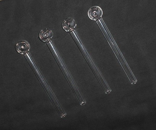 Glass Oil Burner Pipe 6 inch Transparent, (White) -Pack of 4 Borosilicate Glass Inside Fitting Hookah Mouth Tip
