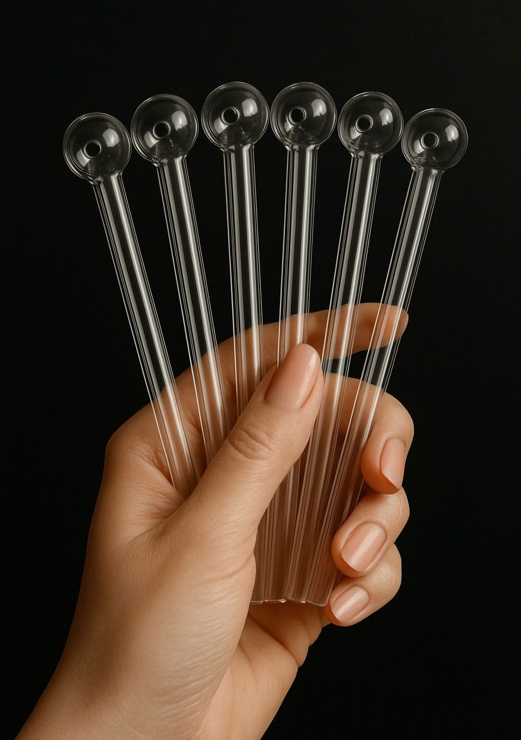 Glass Oil Burner Pipe 6 inch Transparent, (White) -Pack of 6 Borosilicate Glass Inside Fitting Hookah Mouth Tip-image-39