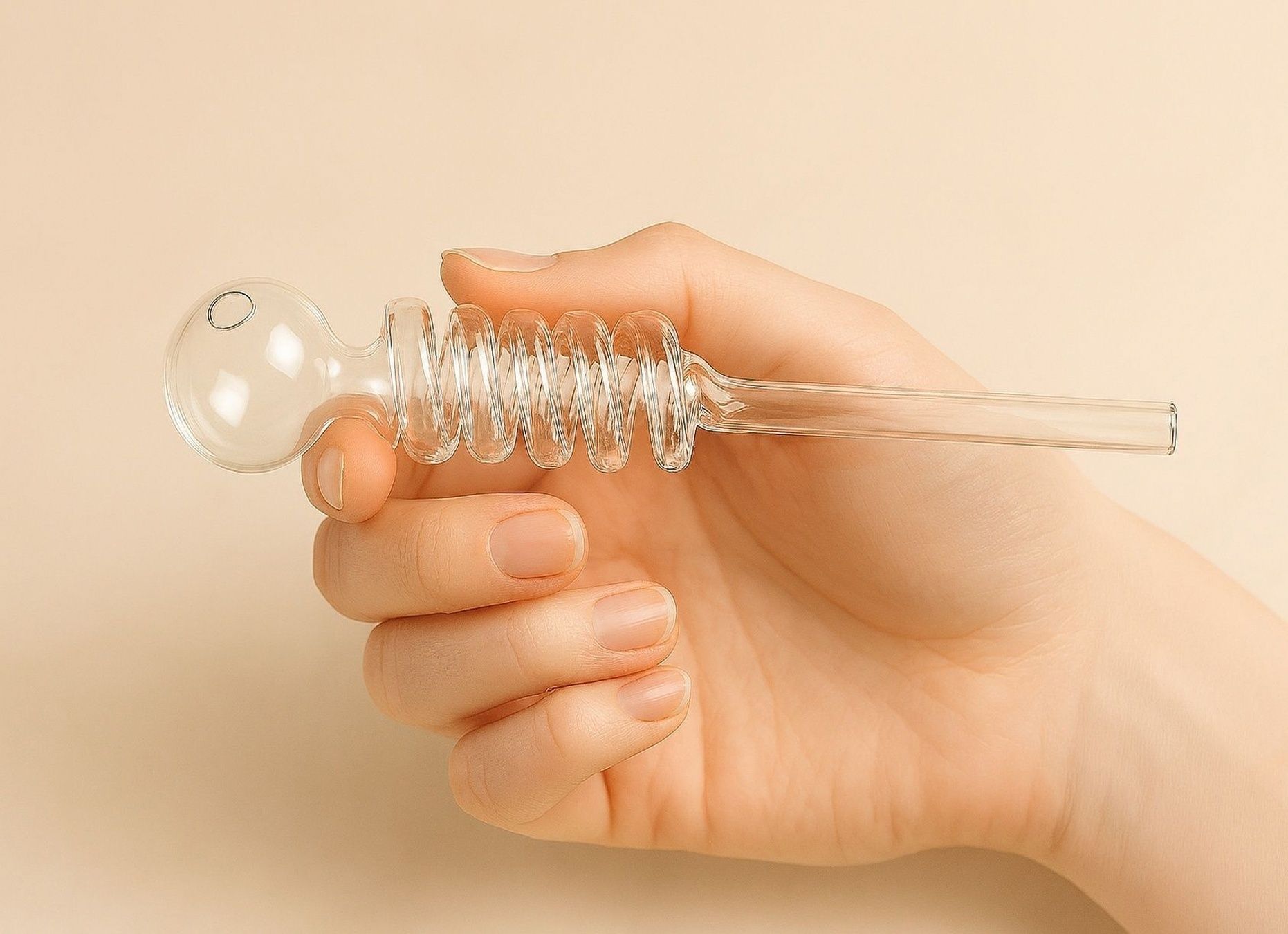 agnix Artistic Spiral Hookah Tip - 6 Inch Glass Oil pipe Borosilicate Glass Outside Fitting Hookah Mouth Tip-picture-49