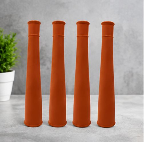 Terracotta Clay Water Bottle Stand Tube Set of 4 Eco Friendly Home Utility Terracotta Inside Fitting Hookah Mouth Tip-image-49