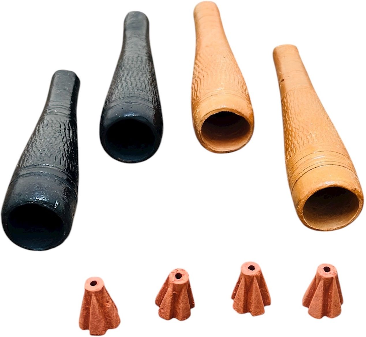 keshu handicraft Handmade Chillum With Gitti (Pack of 4)2 black 2 Brown Terracotta Outside Fitting Hookah Mouth Tip-picture-28