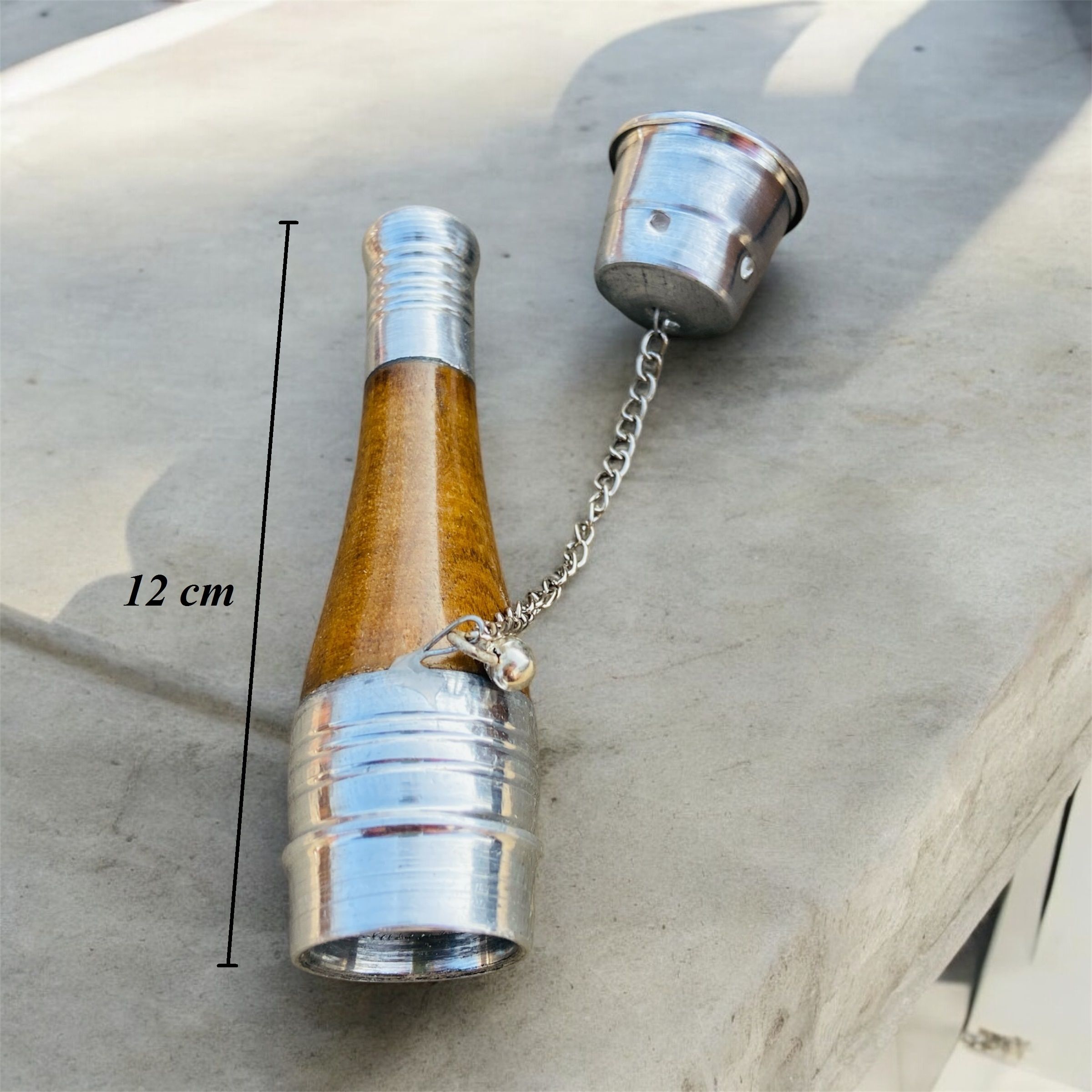 keshu handicraft 12 CM Wood Chillum Pipe With Metal Cap Wooden Outside Fitting Hookah Mouth Tip-picture-13