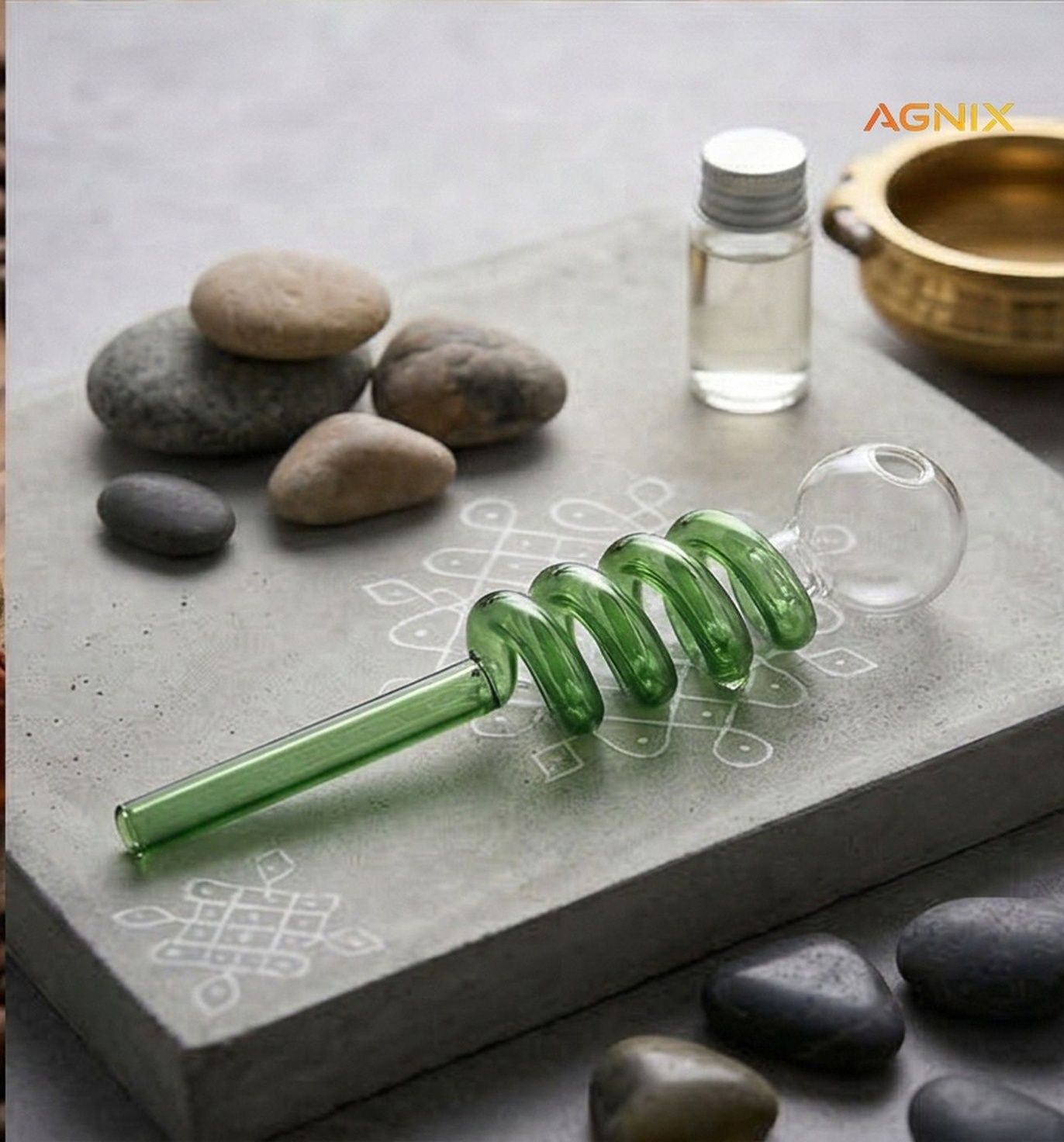 agnix Green Spiral Borosilicate Glass Oil Pipe Burner 6 Inch Smooth Borosilicate Glass Outside Fitting Hookah Mouth Tip-picture-33