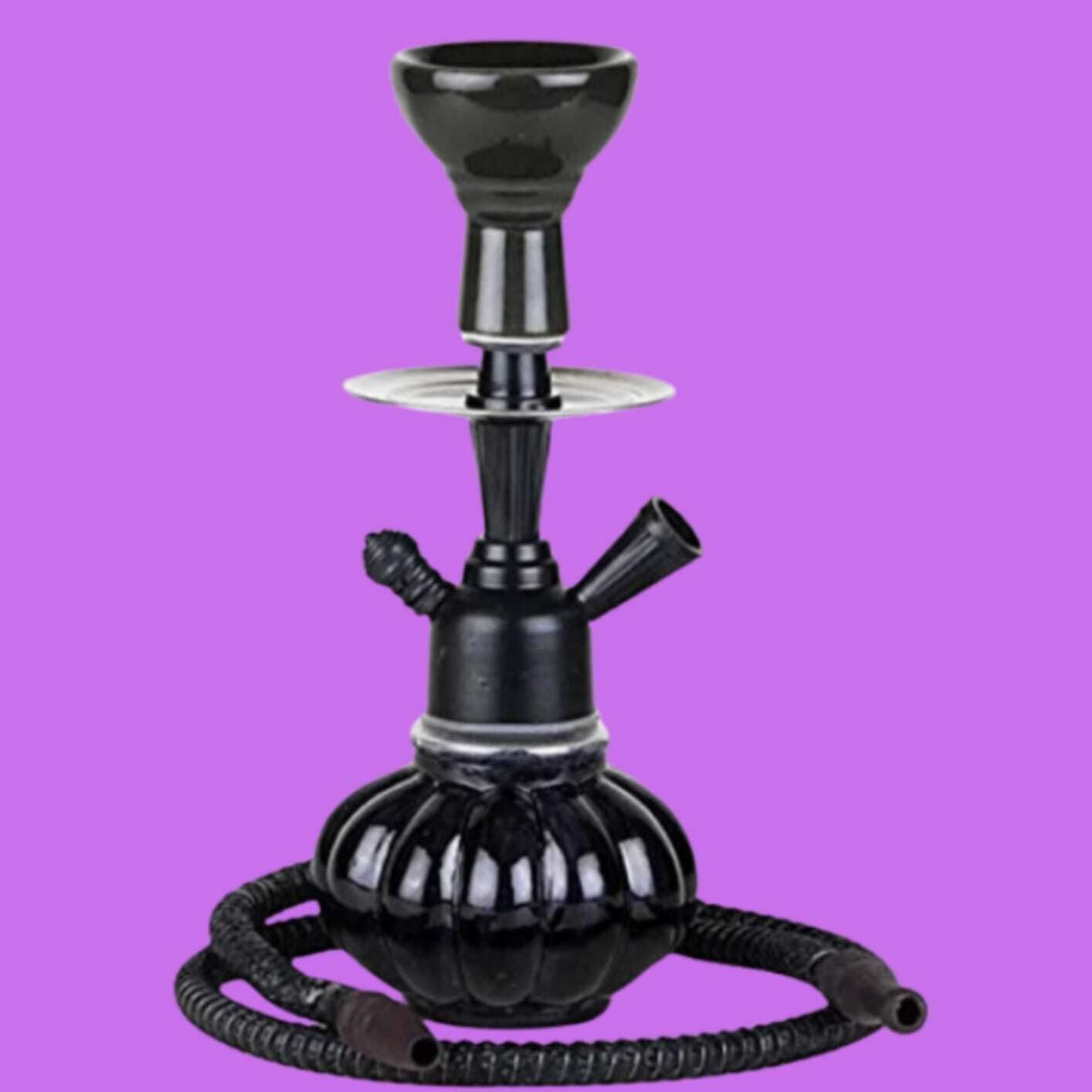 dream craft Modern Tabletop Hookah | Mini Shisha with Flexible Hose | Elegant Black Hookah 10 inch Iron Hookah-picture-16