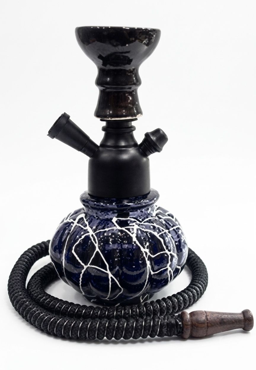 smock strech Glass And Iron Hookah Royal Persian Jet Black Handcrafted 9 inch Glass Hookah-picture-11