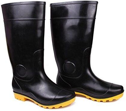 Horse HILLSON Mens Century Yellow Safety Gumboots, Black, Size 6