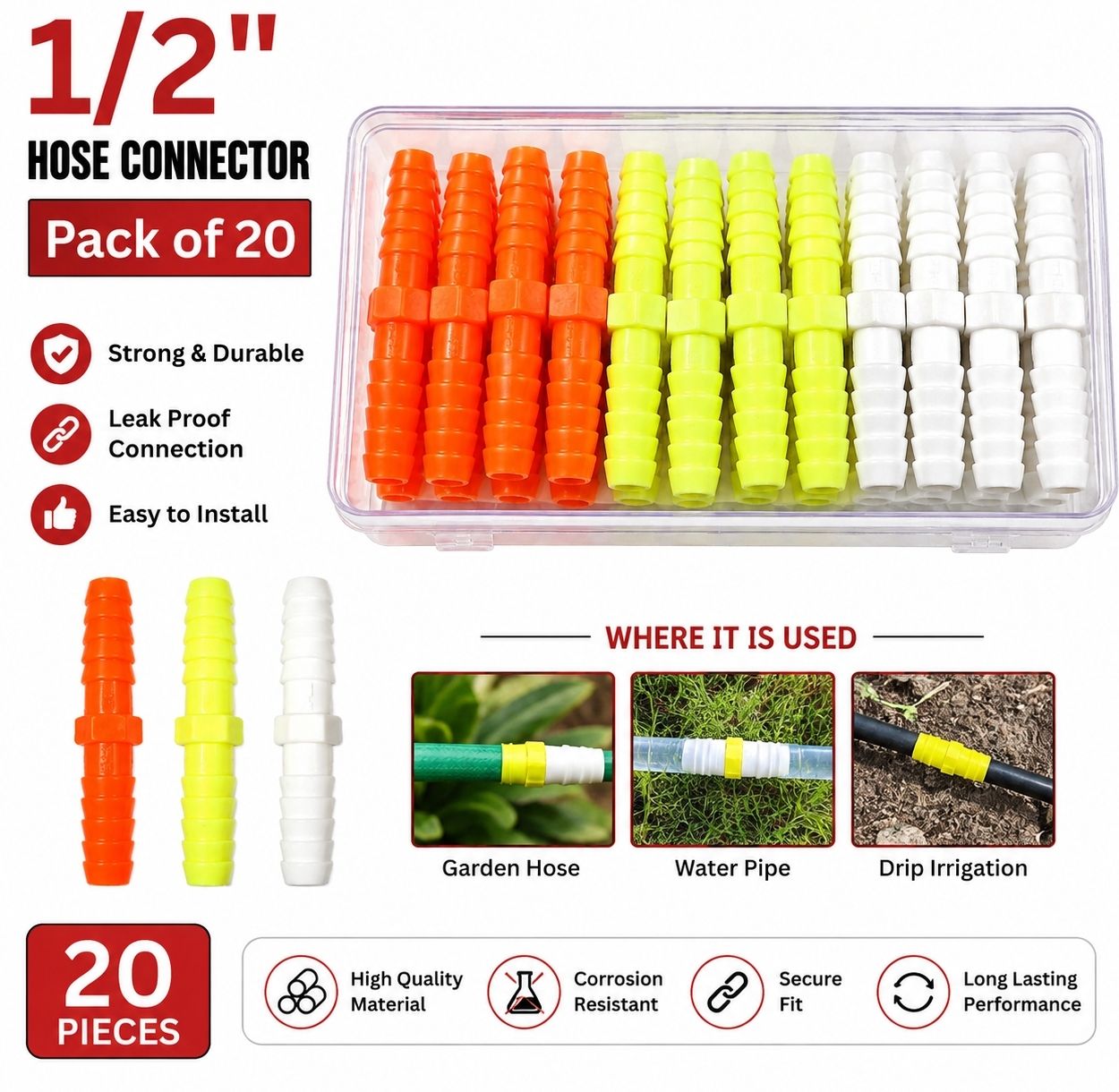1/2 inch Hose connector Pvc Pack 20 Hose Connector-image-12