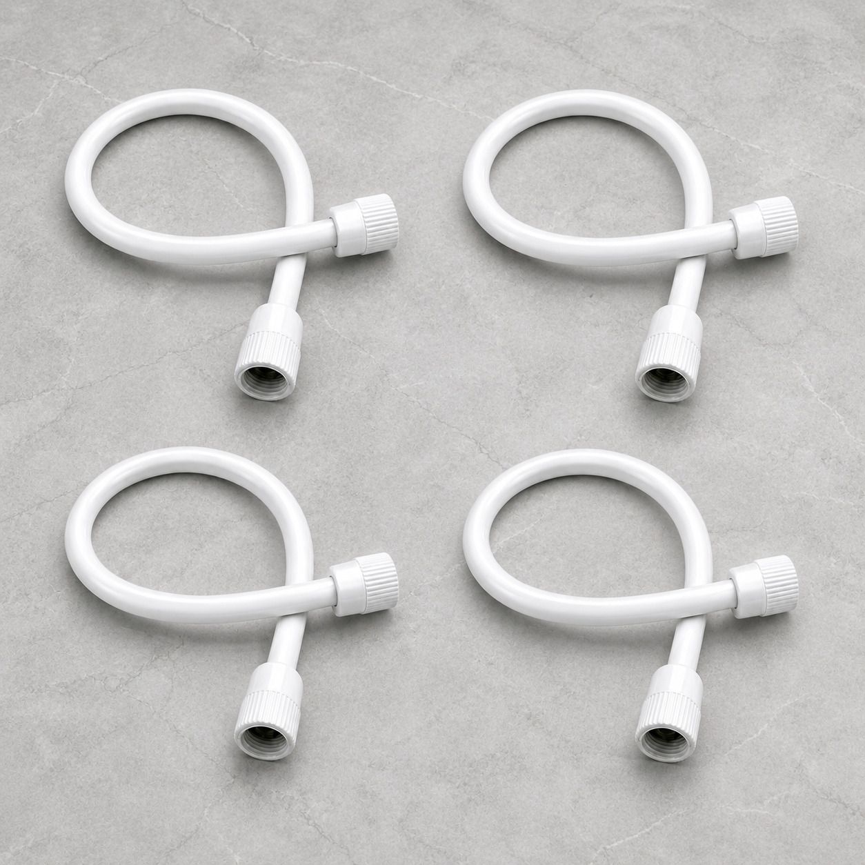 Heavy-Duty White Flexible Water Hose with Threaded Connectors – Set of 4 Hose Connector-image-0