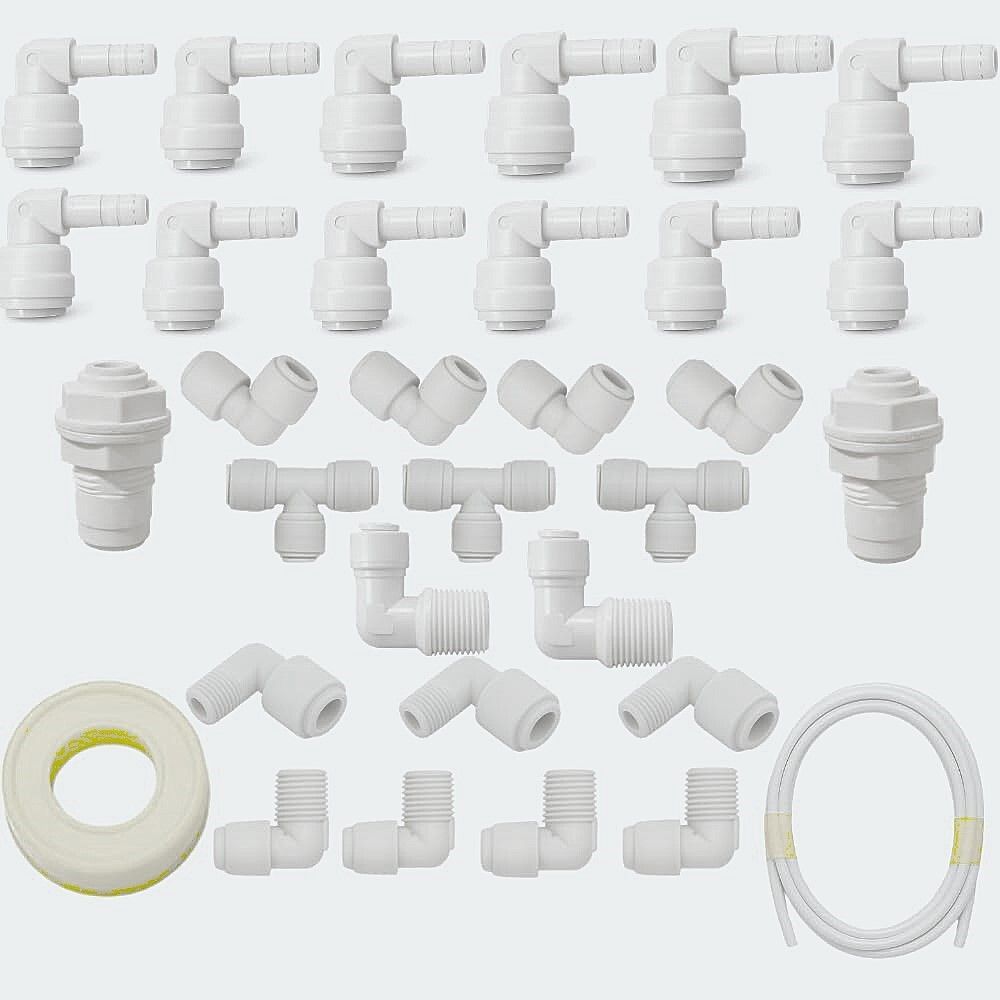aameria Complete RO Installation Fitting Set –1/4” Push & Thread Connectors with 3M Pipe Hose Connector-picture-0