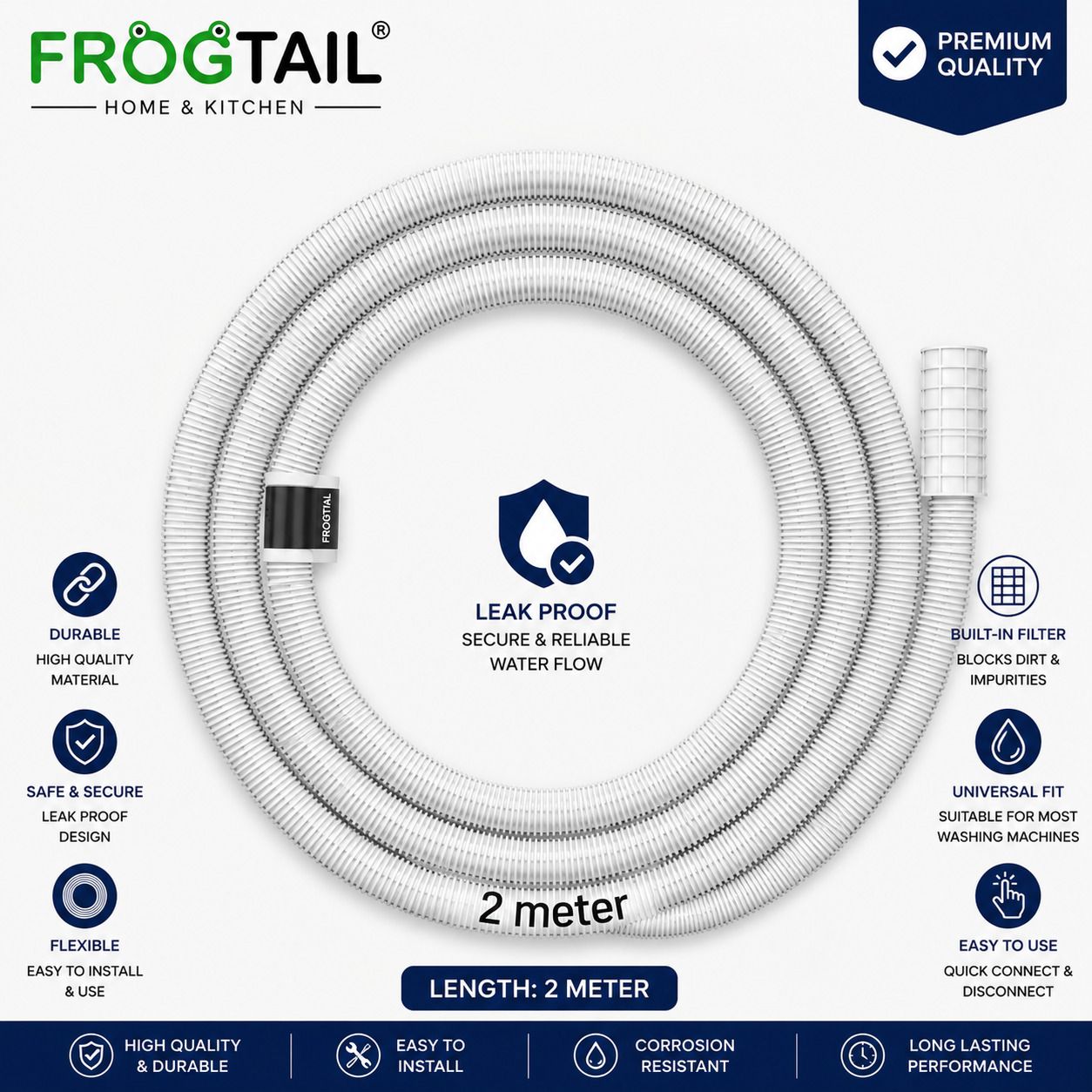 frogtail 2meter Flexible PVC Washing Machine Inlet Hose Water Pipe Top Loading Washing Machine Cold Water Inlet Hose Pipe Hose Pipe-picture-29
