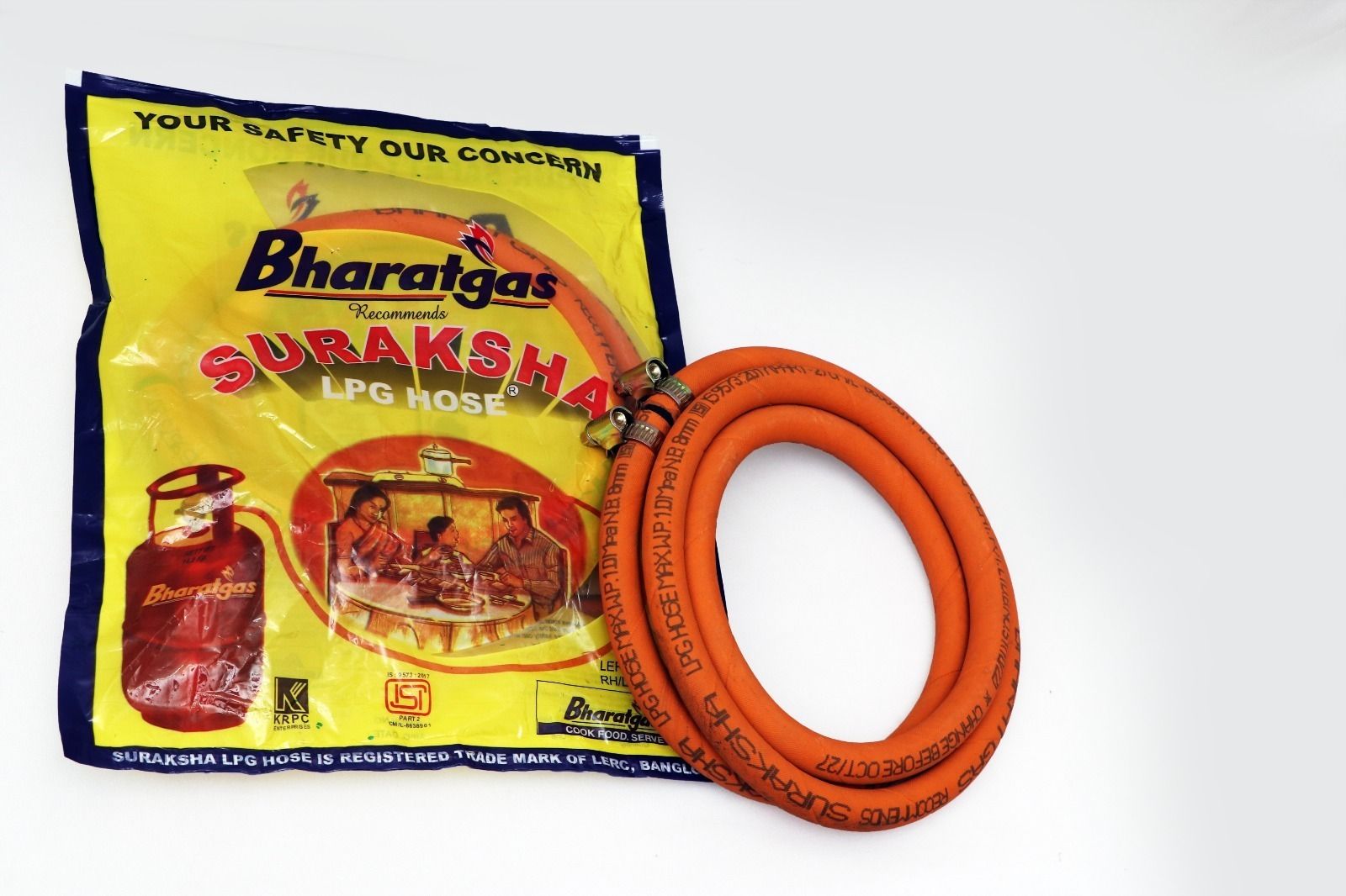 SURAKSHA Bharat ISO Certified 100% Flame Resistant (Orange Pouch Pack) Bharat LPG Gas Pipe Leak proof Made with Reinforced Steel Hose Pipe-image-27