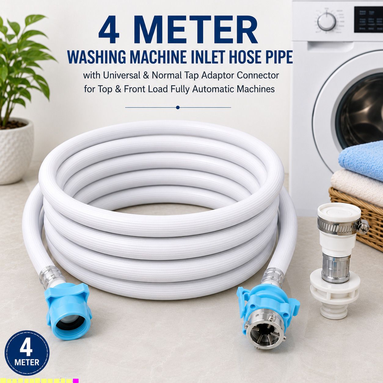 Inlet Pipe with Universal Tap Adaptor 4-Meter for Automatic Washing Machine A15 Inlet Pipe with Universal Tap Adaptor 4-Meter for Automatic Washing Machine B15 Hose Pipe-image-38