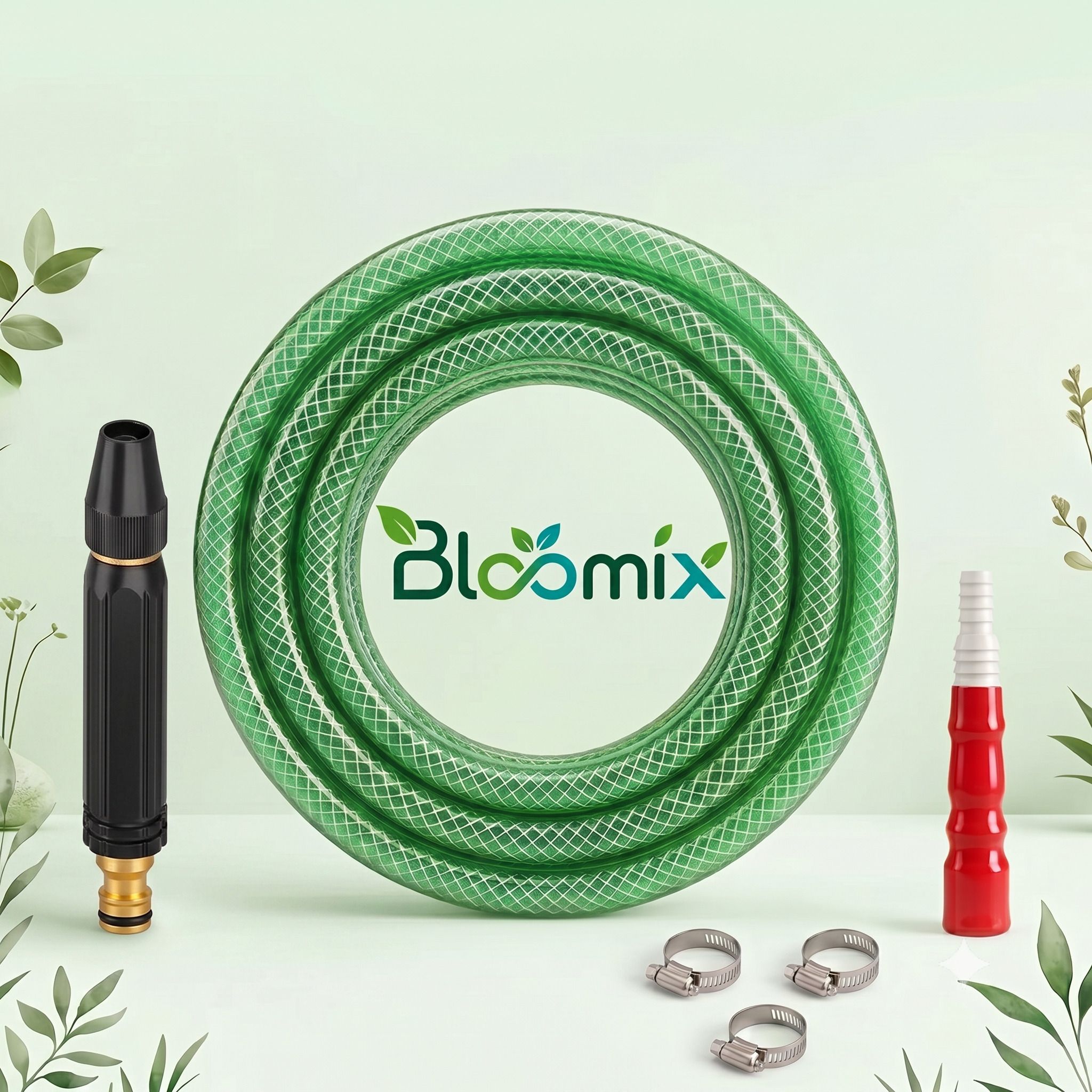0.5mm (1/2 inch) 25 meter heavy duty 3 layered pvc braided garden hose pipe with adjustable black jet spray nozzle, water pipe for car wash, home cleaning hose pipe