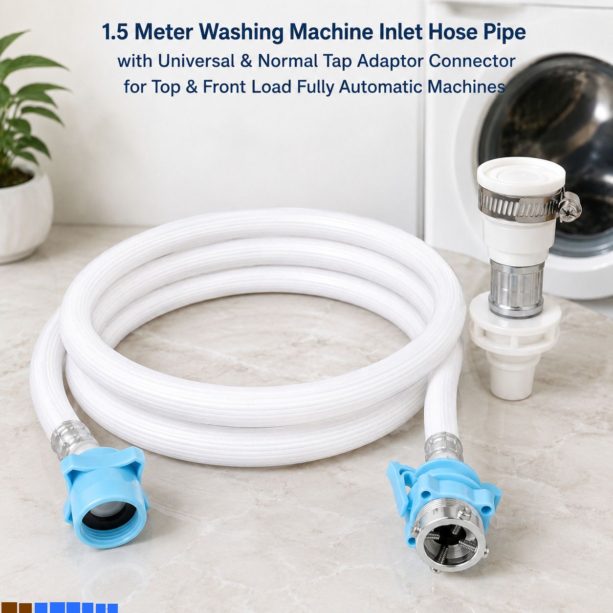 Washing Machine Inlet 1.5 Meter with Universal Adaptor for Top & Front Load A30 Washing Machine Inlet 1.5 Meter with Universal Adaptor for Top & Front Load B30 Hose Pipe-image-38