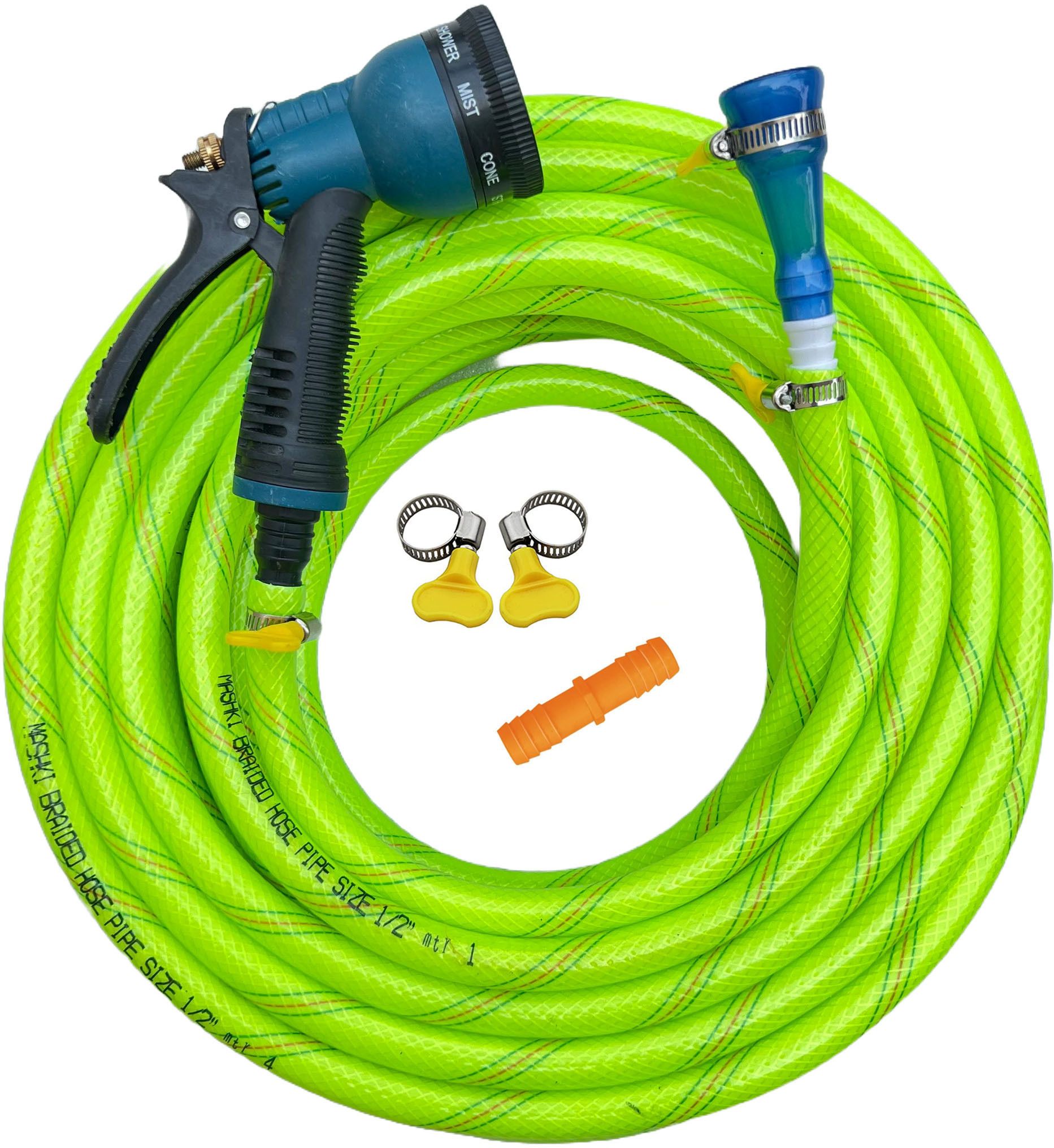 10 Meter (32.5 Feet) 3 Layered Braided Pipe With 8 Pattern Water Spary Gun For Gardening, Car washing, Home Use, Pet Wash Etc Hose Pipe