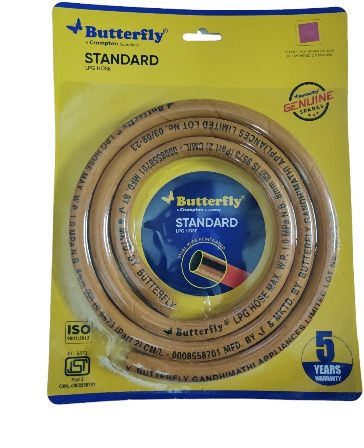 butterfly STANDARD LPG HOSE 1.5 METER With ISI Certified Hose Pipe-picture-6