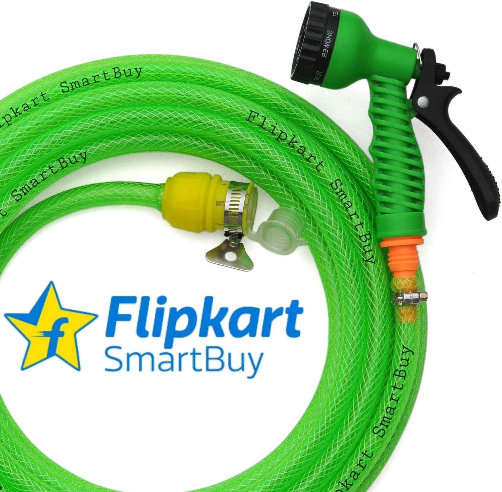 15 Meter (49 feet) Braided Pipe (Diameter :½’’,0.5 inch,12 mm) Flexible Pipe : Water Tap Adapter, 7 Pattern Spray Gun and Braided Green Garden Hose Pipe-image-41