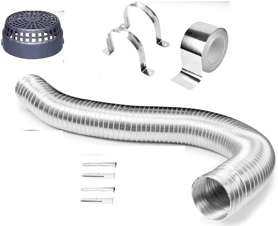 6 inch 10 Feet Chimney Exhaust Pipe with Cowl Cover for Kitchen, Tape, 2Pc Clamp Complete Installation Kit Hose Pipe-image-34