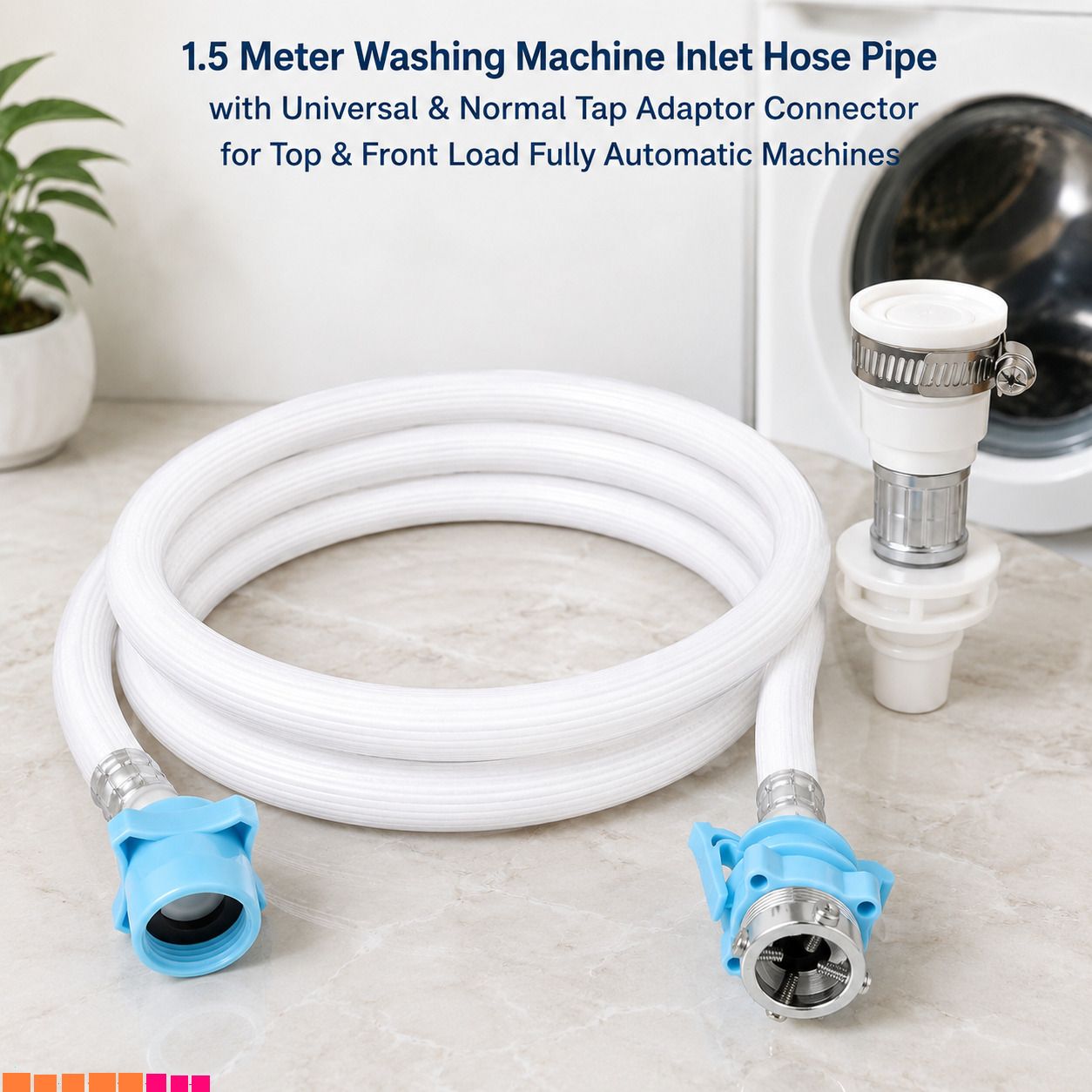 Washing Machine Inlet 1.5 Meter with Universal Adaptor for Top & Front Load A56 Washing Machine Inlet 1.5 Meter with Universal Adaptor for Top & Front Load B56 Hose Pipe-image-39