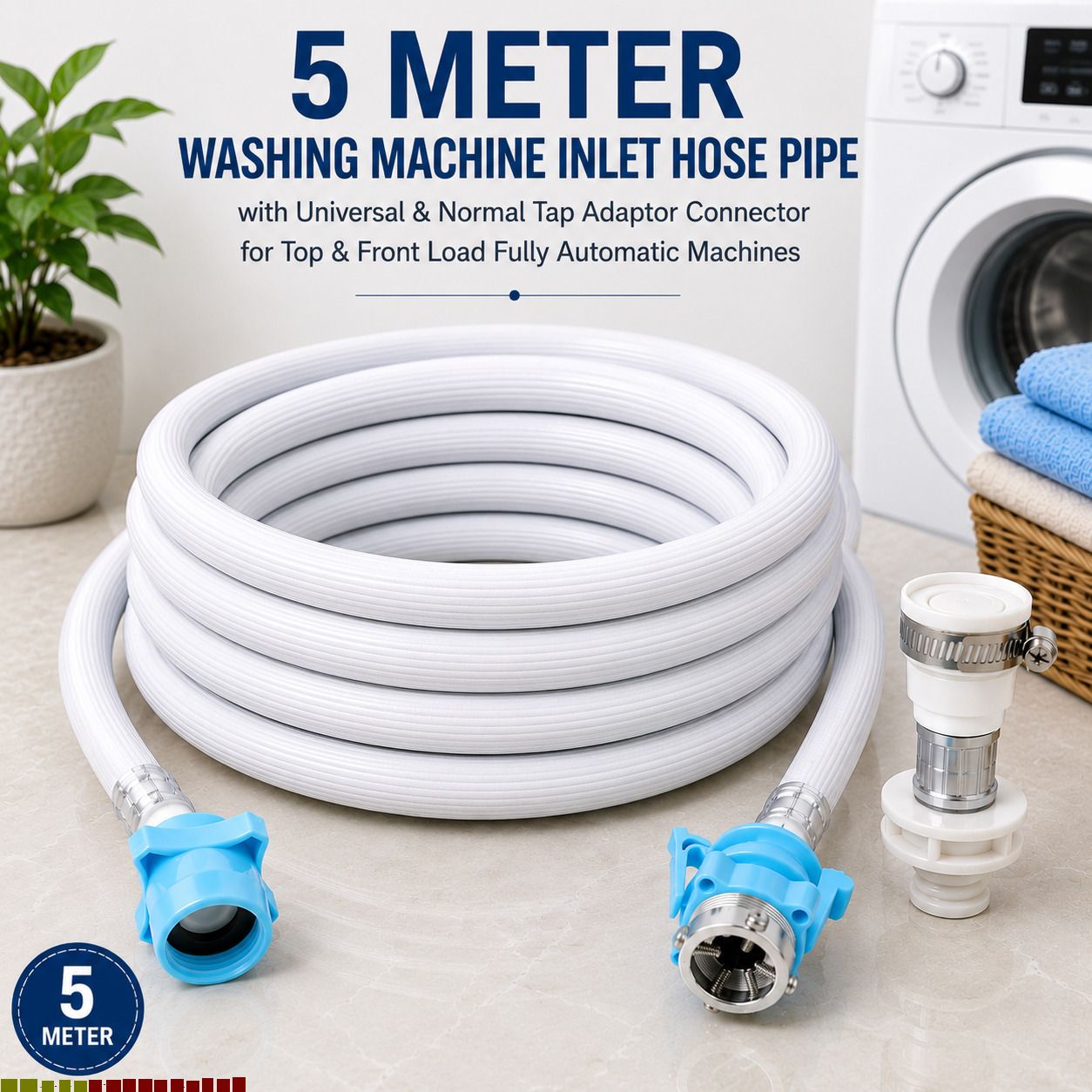 Inlet Pipe with Universal Tap Connector (5-Meter) Automatic Washing Machine A30 Inlet Pipe with Universal Tap Connector (5-Meter) Automatic Washing Machine B30 Hose Pipe-image-32