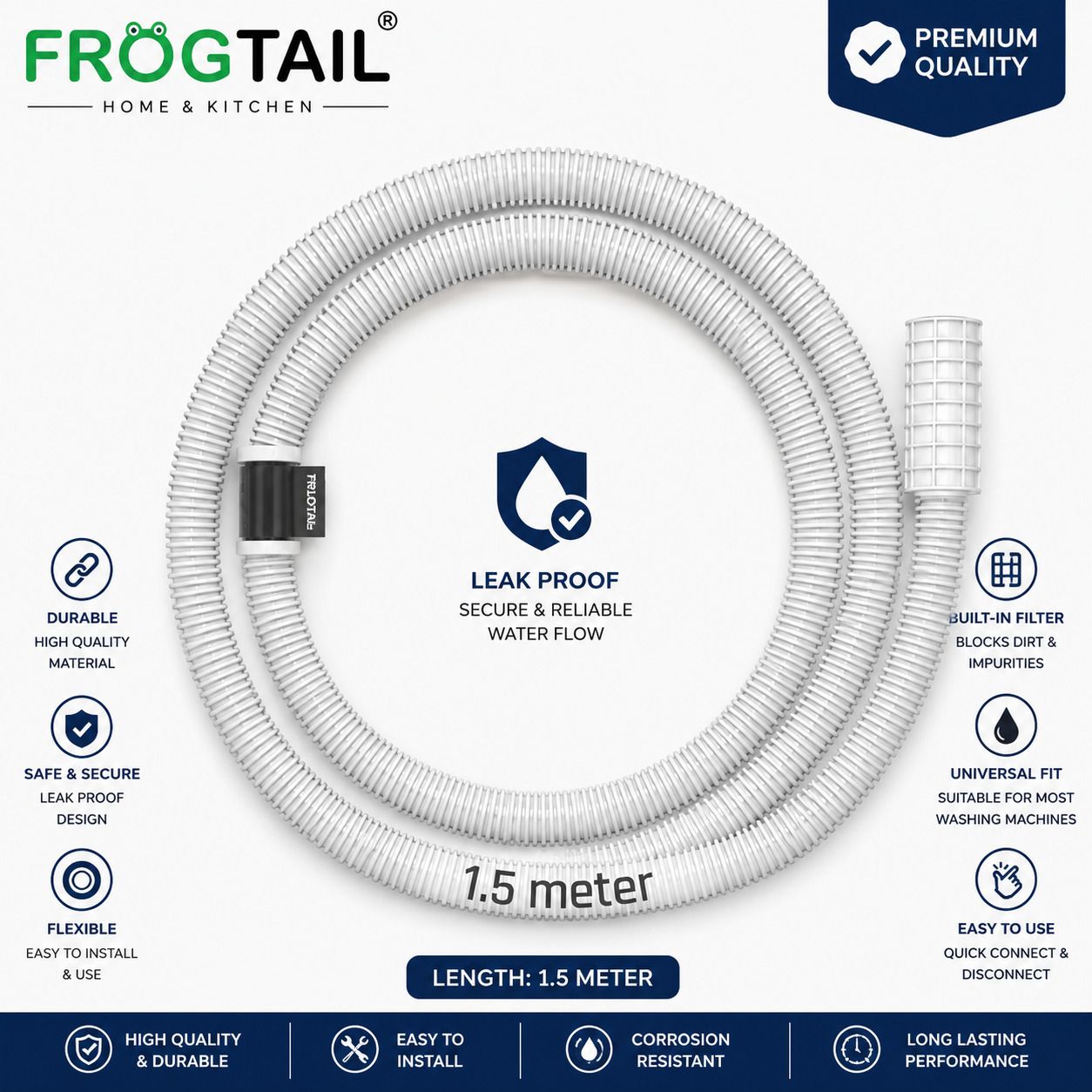 frogtail 3 meter Flexible PVC Washing Machine Inlet Hose Water Pipe Top Loading Washing Machine Cold Water Inlet Hose Pipe Hose Pipe-picture-22