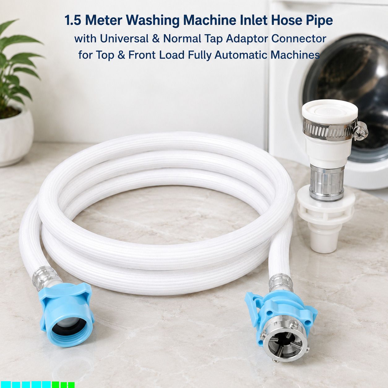 Washing Machine Inlet 1.5 Meter with Universal Adaptor for Top & Front Load A69 Washing Machine Inlet 1.5 Meter with Universal Adaptor for Top & Front Load B69 Hose Pipe-image-49