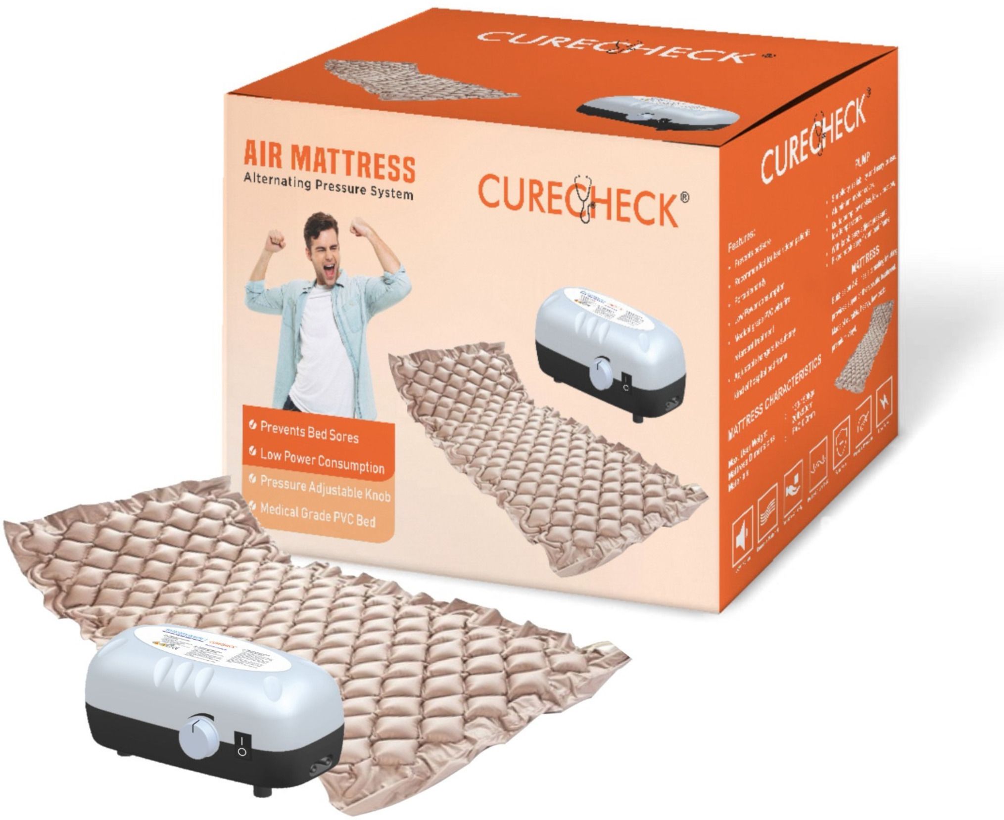 Curecheck Air Mattress For Patients With Pump | Anti Decubitus Bubble, Air Bed For Patients Massager-image-14