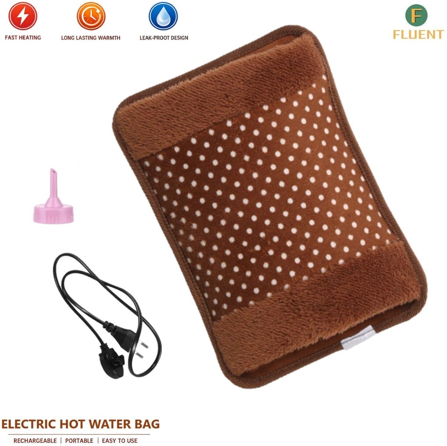 fluent Electric Hot Water Bag for Periods joint back stomach pain relief Warm Bag Electrical 1 L Hot Water Bag-picture-2