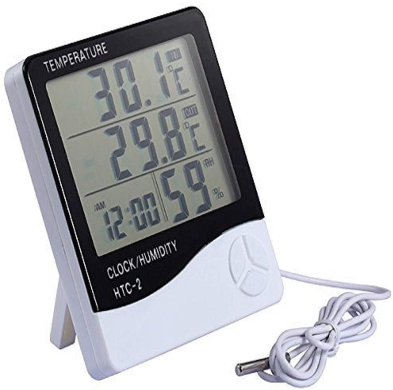 Digital Hygrometer Humidity Meter / Clock LCD display Thermometer (White) Hydrometer-image-18