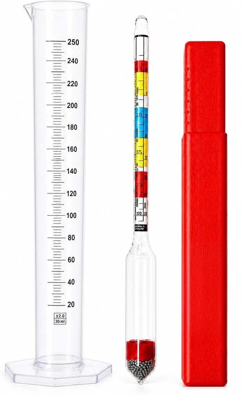 corelab scientific Hydrometer Alcohol Meter Kit with Measuring Cylinder & Protective Case Hydrometer-picture-13